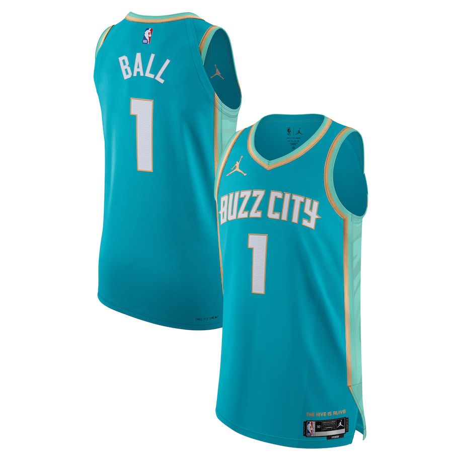 Men Charlotte Hornets 1 LaMelo Ball Jordan Brand Teal City Edition 2023-24 Authentic NBA Jersey